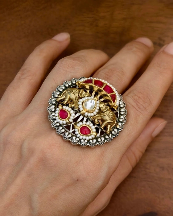 Driti Dual Tone Kundan Ring