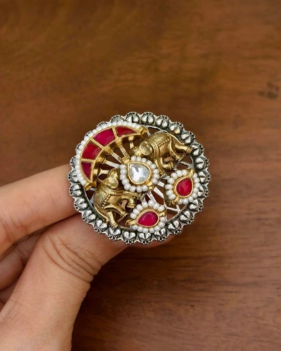 Driti Dual Tone Kundan Ring