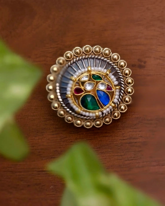 Ahana Dual Tone Kundan Ring