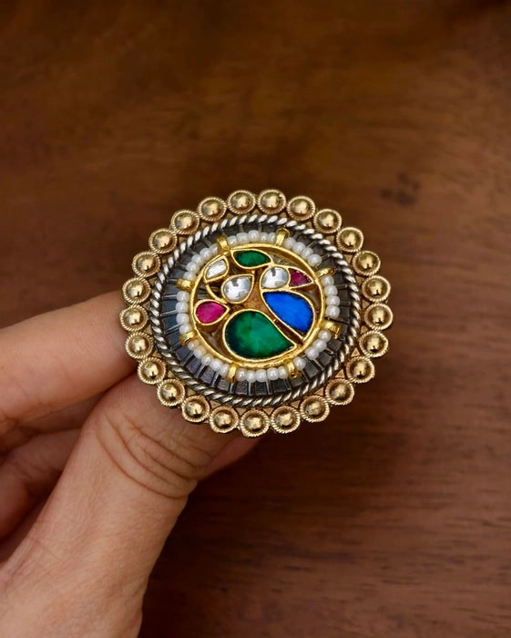 Ahana Dual Tone Kundan Ring