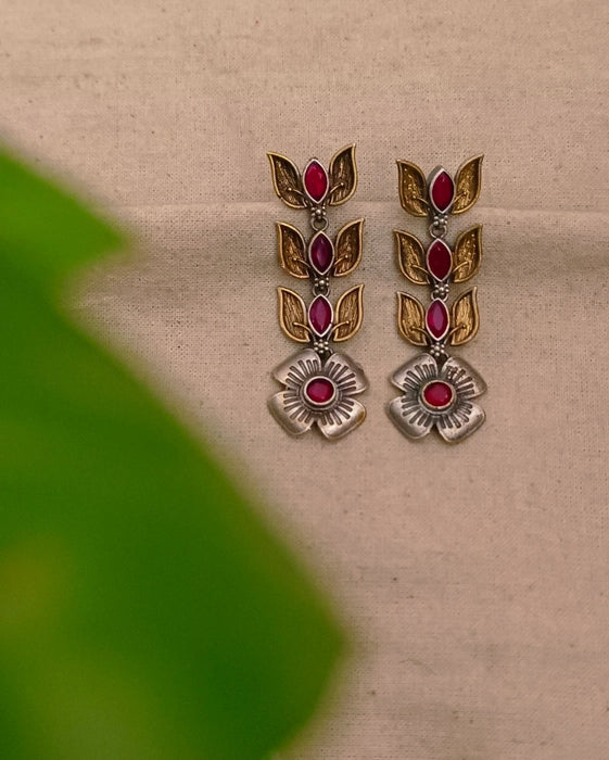 Lotus Dual tone Danglers