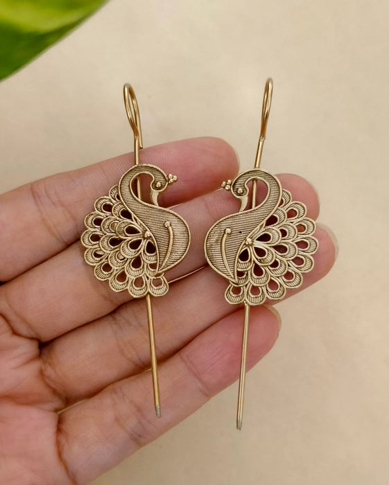 Peacock Golden Needle Earcuff