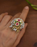 Nandi Dual Tone Kundan Ring