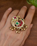 Hritvi Golden Kundan Ring