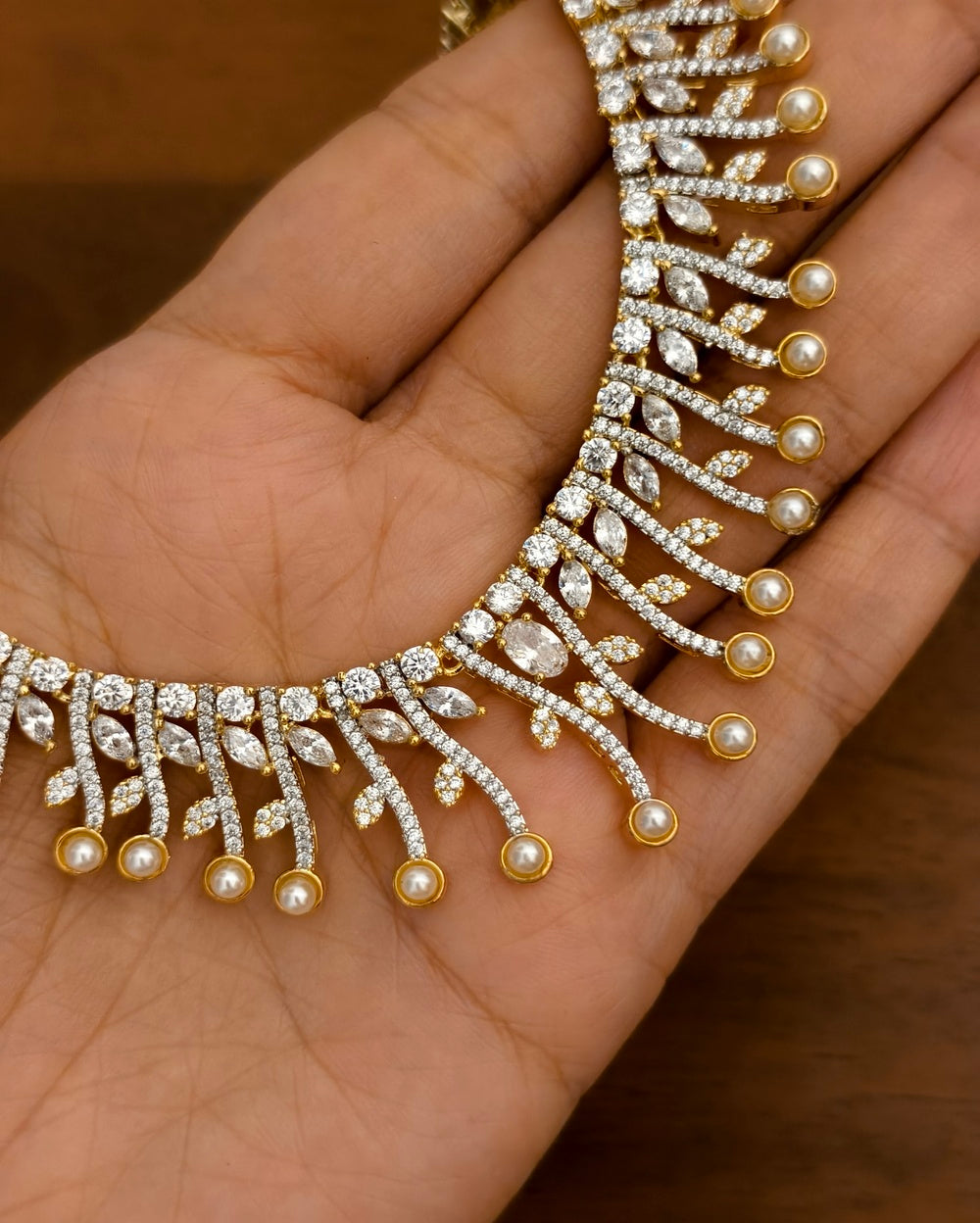 Jiya Golden AD Necklace