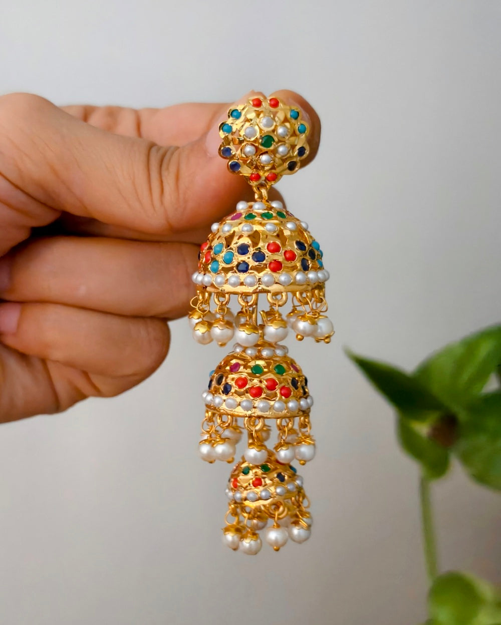 Parina Jadau Golden Jhumki