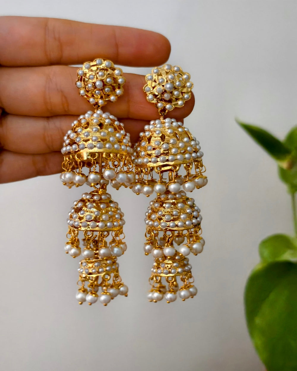 Parina Jadau Golden Jhumki