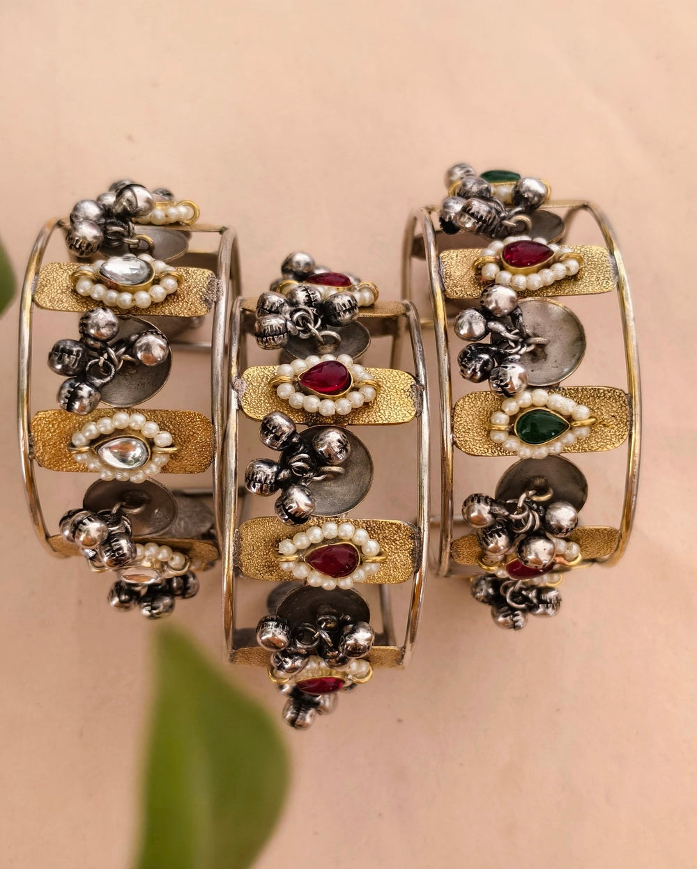 Bavishyasri Dual tone Ghungroo Kada